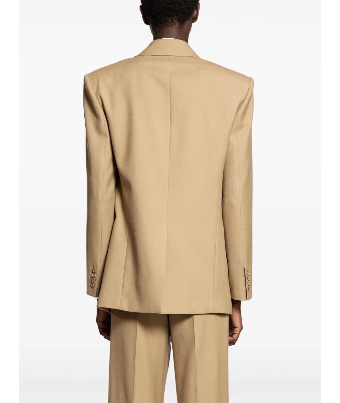 SAINT LAURENT Бежевый шерстяной пиджак, фото 4