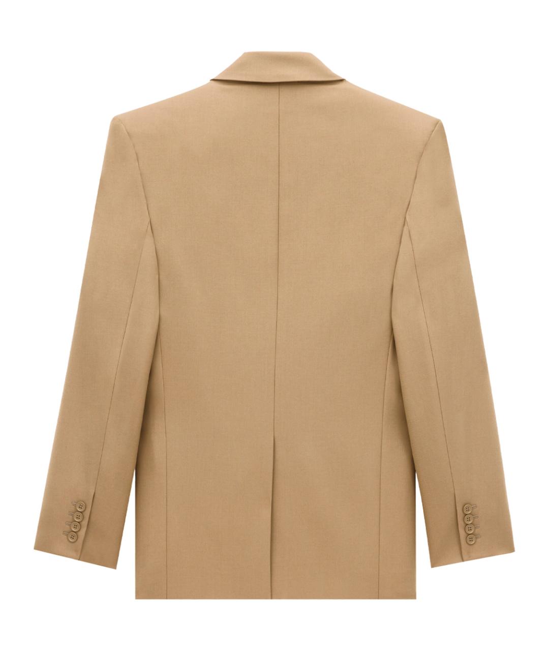 SAINT LAURENT Бежевый шерстяной пиджак, фото 5