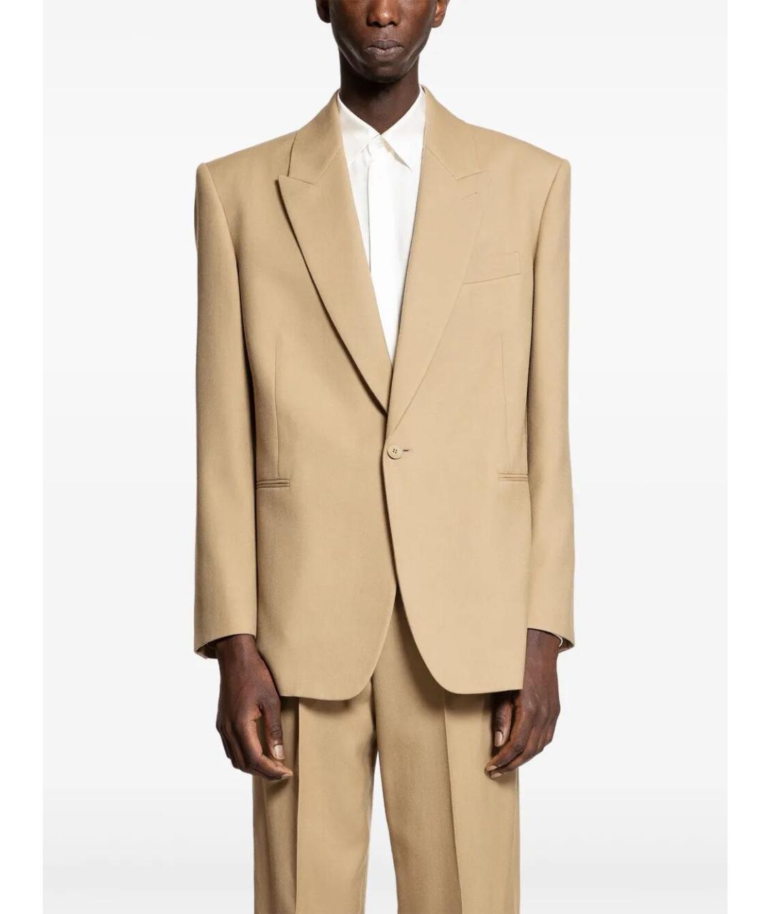 SAINT LAURENT Бежевый шерстяной пиджак, фото 2