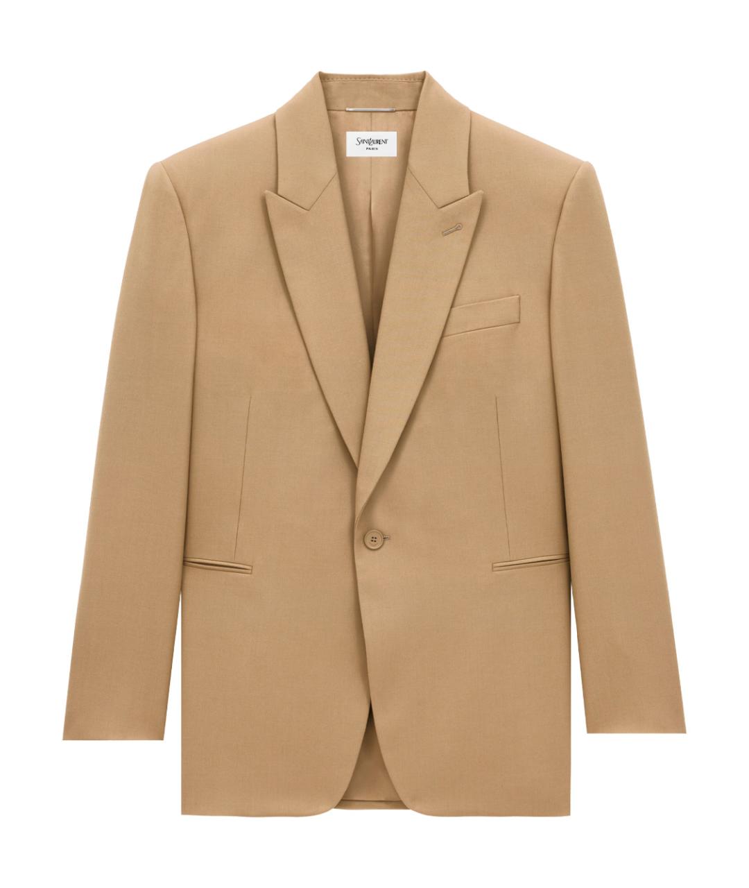 SAINT LAURENT Бежевый шерстяной пиджак, фото 1