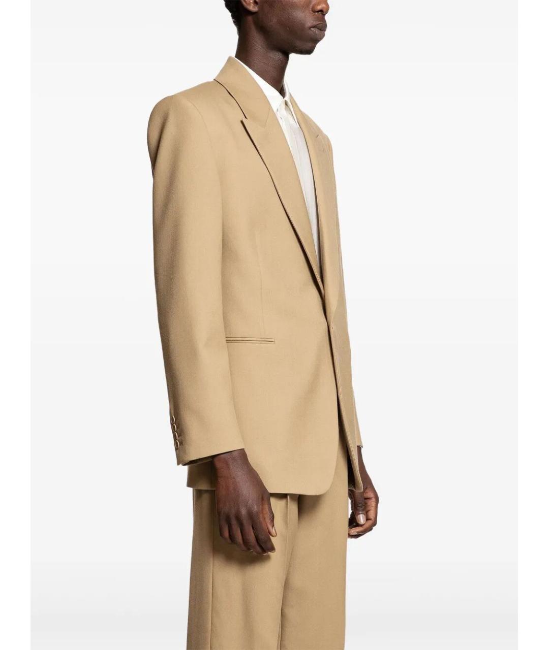 SAINT LAURENT Бежевый шерстяной пиджак, фото 3