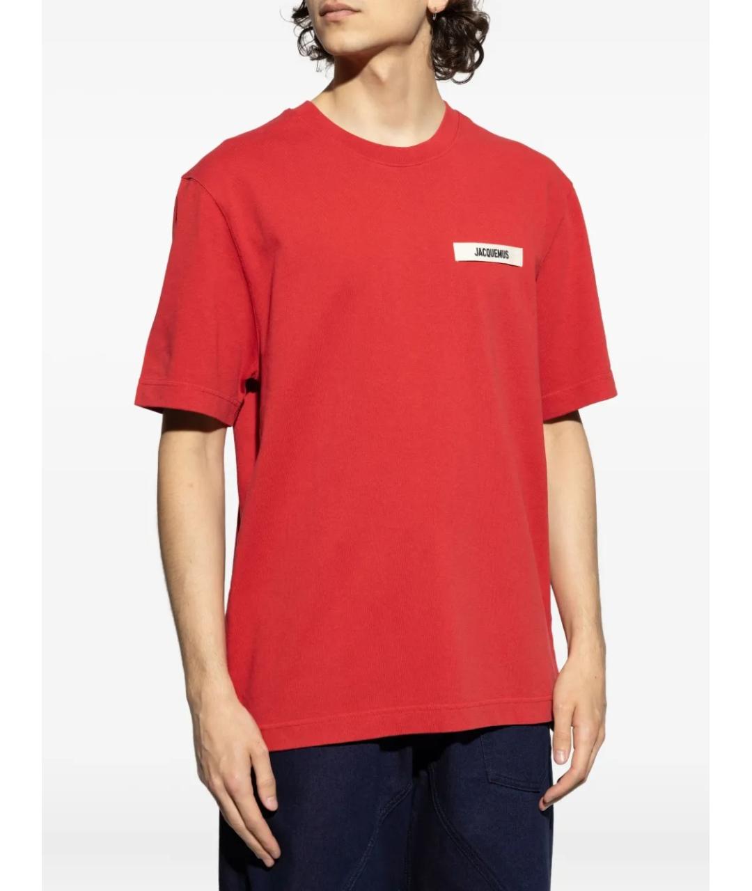 JACQUEMUS Красная хлопковая футболка, фото 2