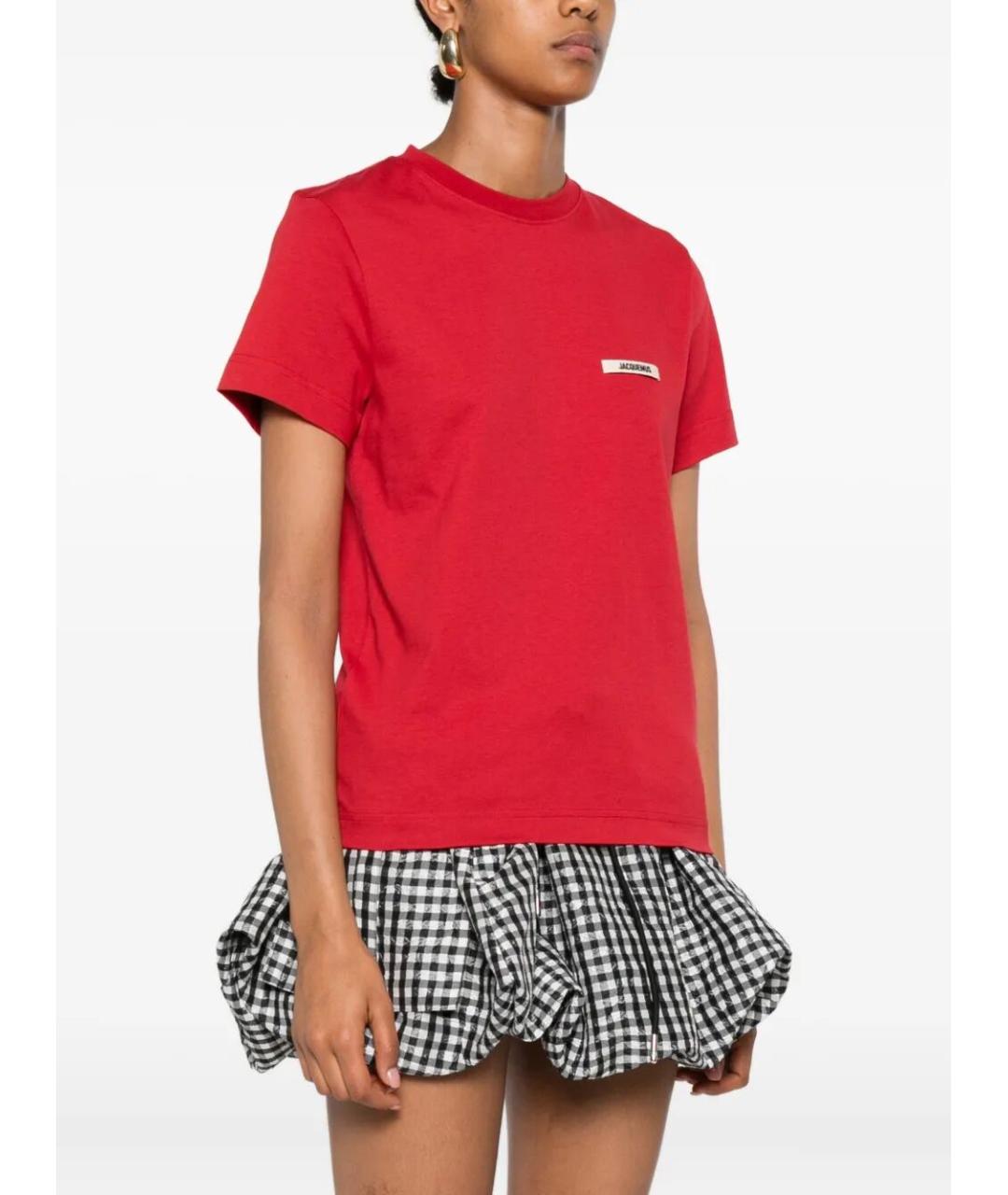 JACQUEMUS Красная хлопковая футболка, фото 3