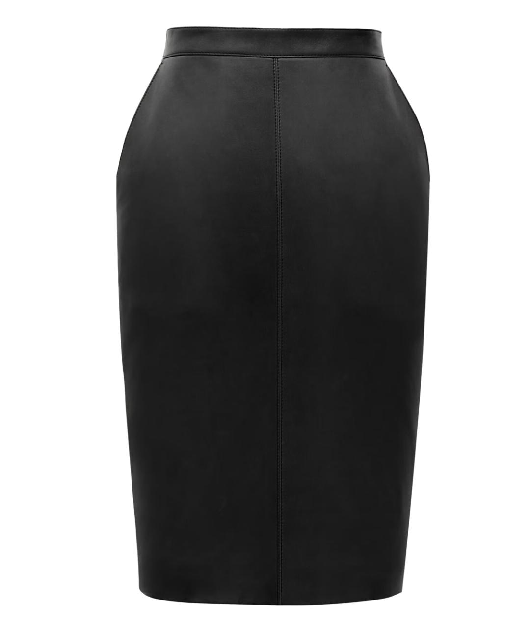 SAINT LAURENT Черная кожаная юбка миди, фото 1