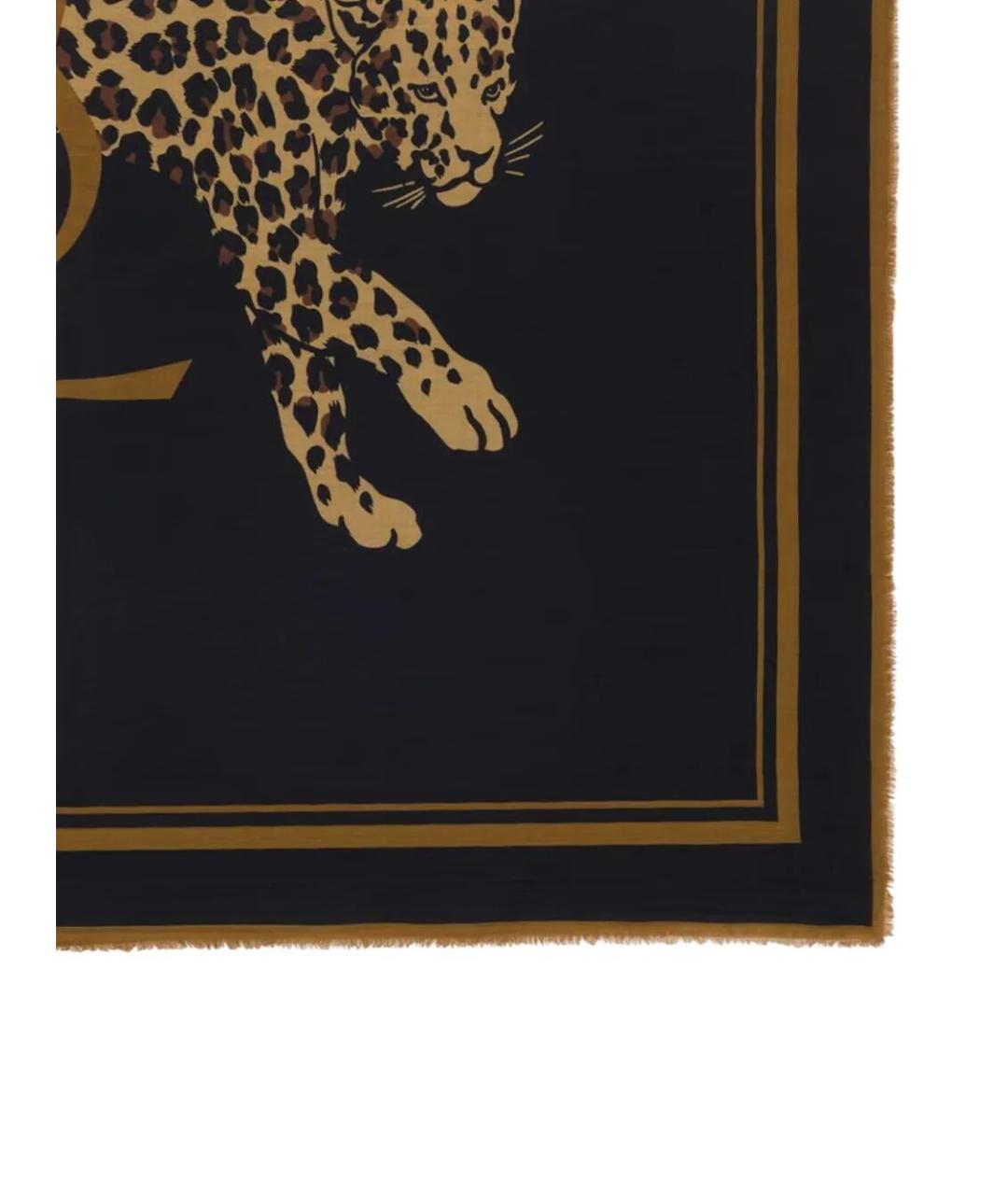 SAINT LAURENT Черный шерстяной шарф, фото 2