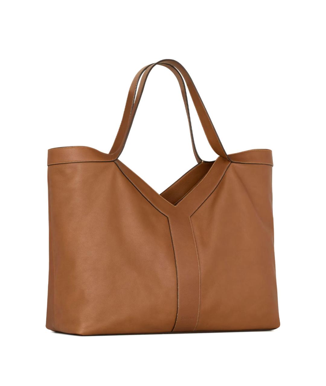 SAINT LAURENT Бежевая кожаная сумка тоут, фото 2