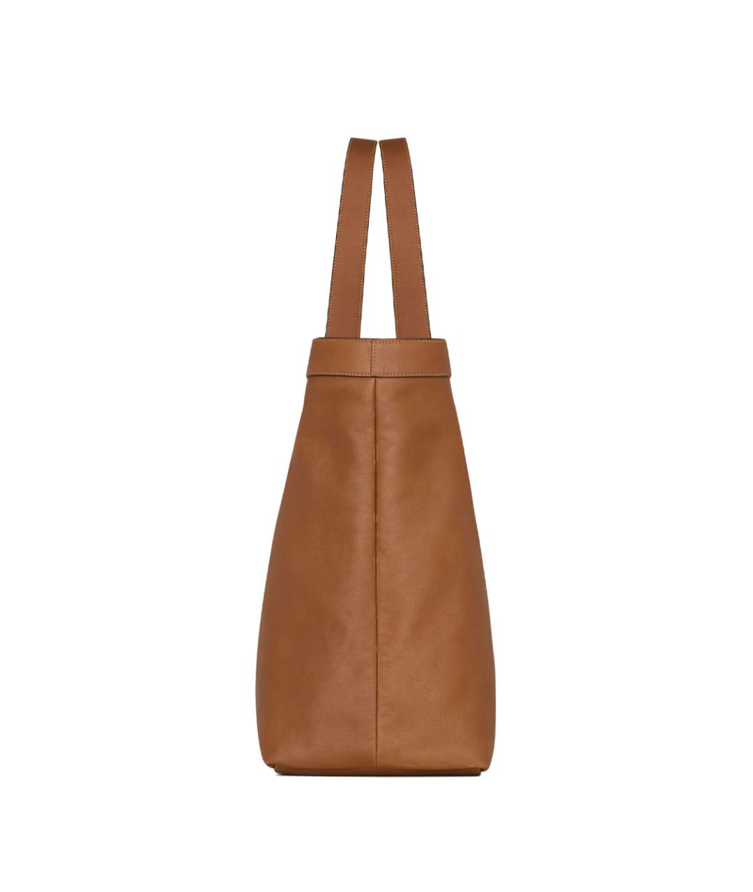 SAINT LAURENT Бежевая кожаная сумка тоут, фото 3