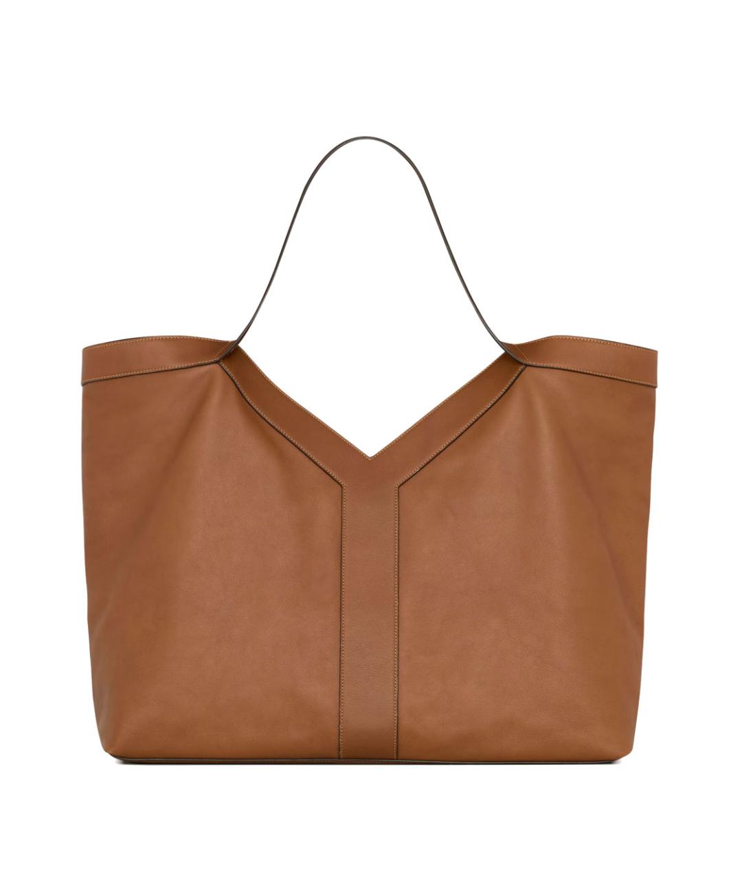 SAINT LAURENT Бежевая кожаная сумка тоут, фото 4