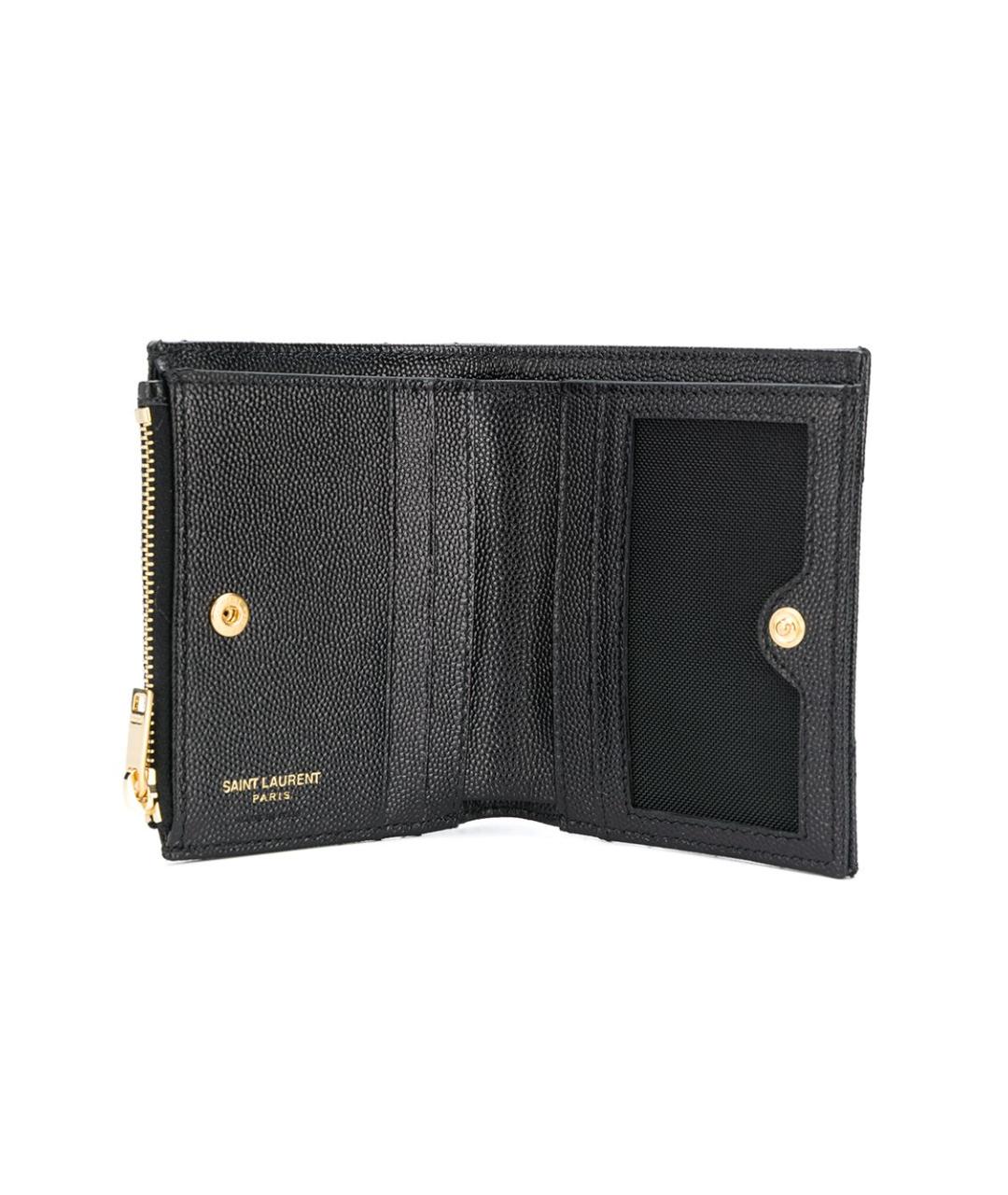 SAINT LAURENT Черный кожаный кошелек, фото 2