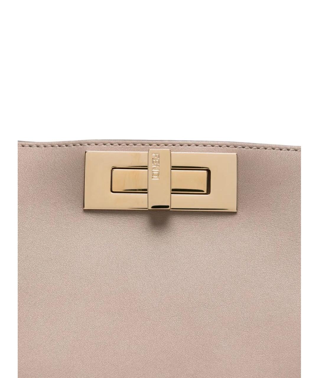 FENDI Бежевая кожаная сумка тоут, фото 4