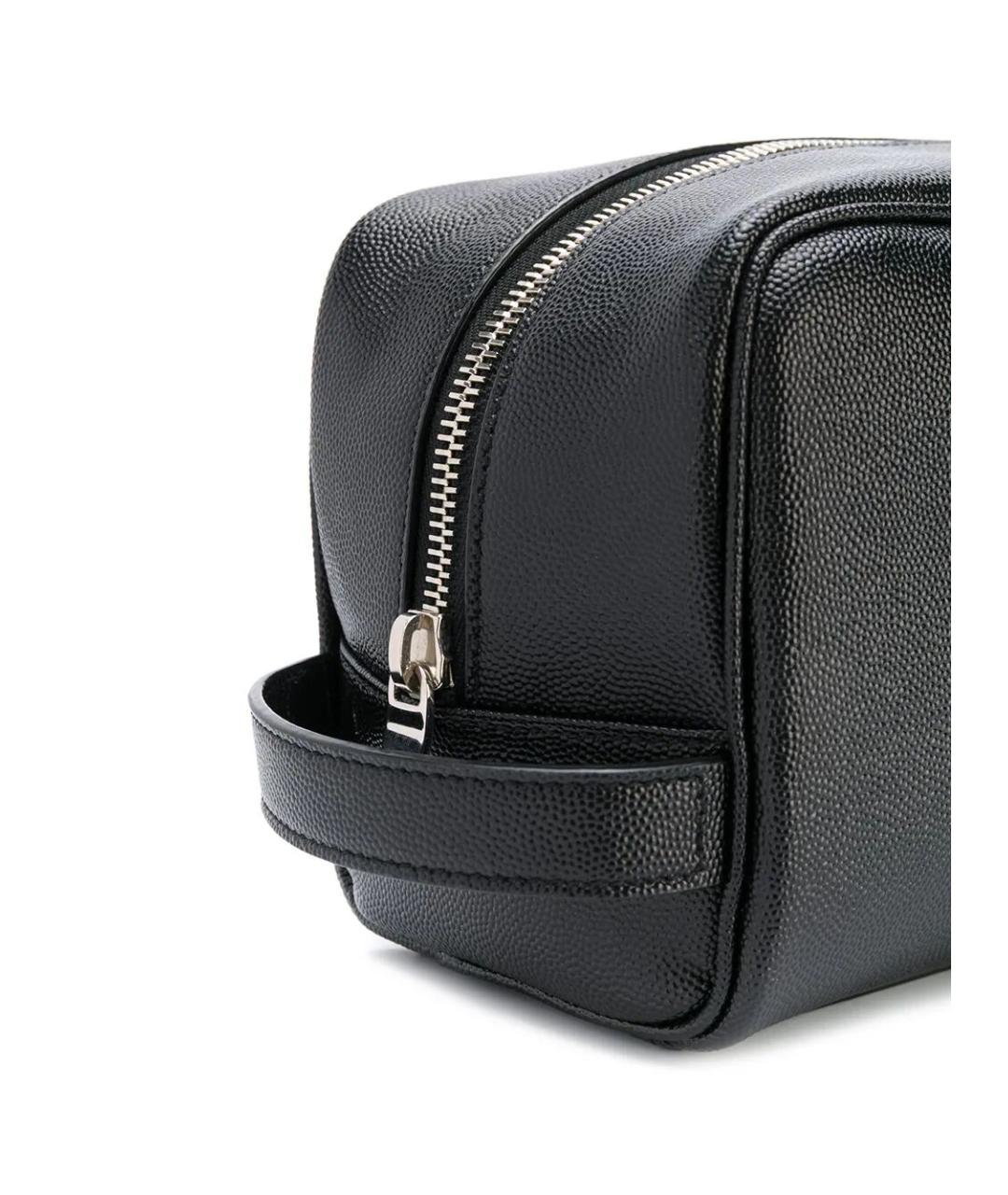 SAINT LAURENT Черная кожаная барсетка, фото 2