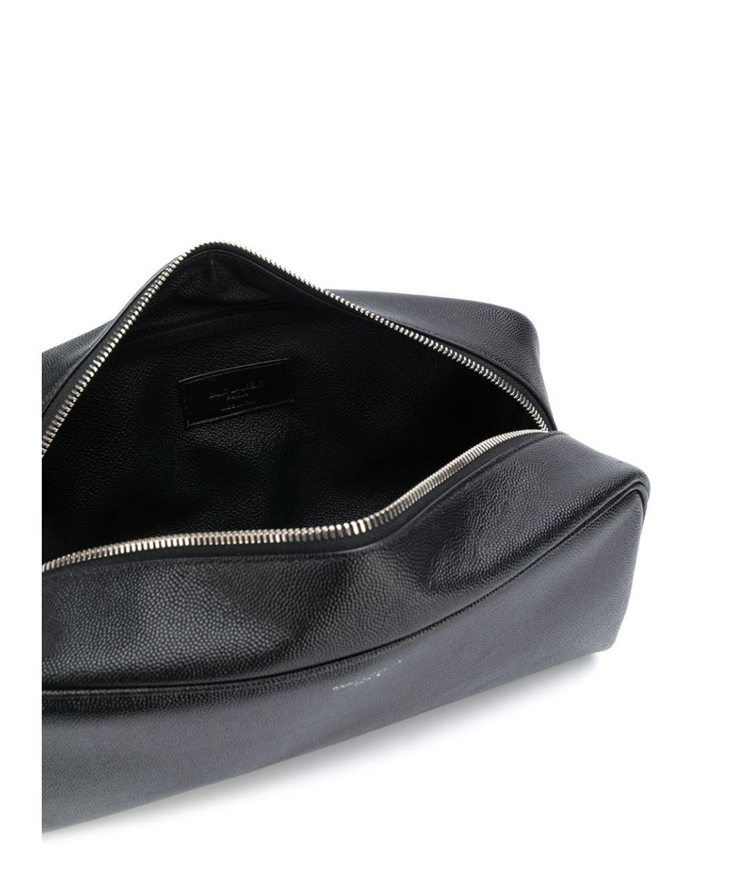 SAINT LAURENT Черная кожаная барсетка, фото 3
