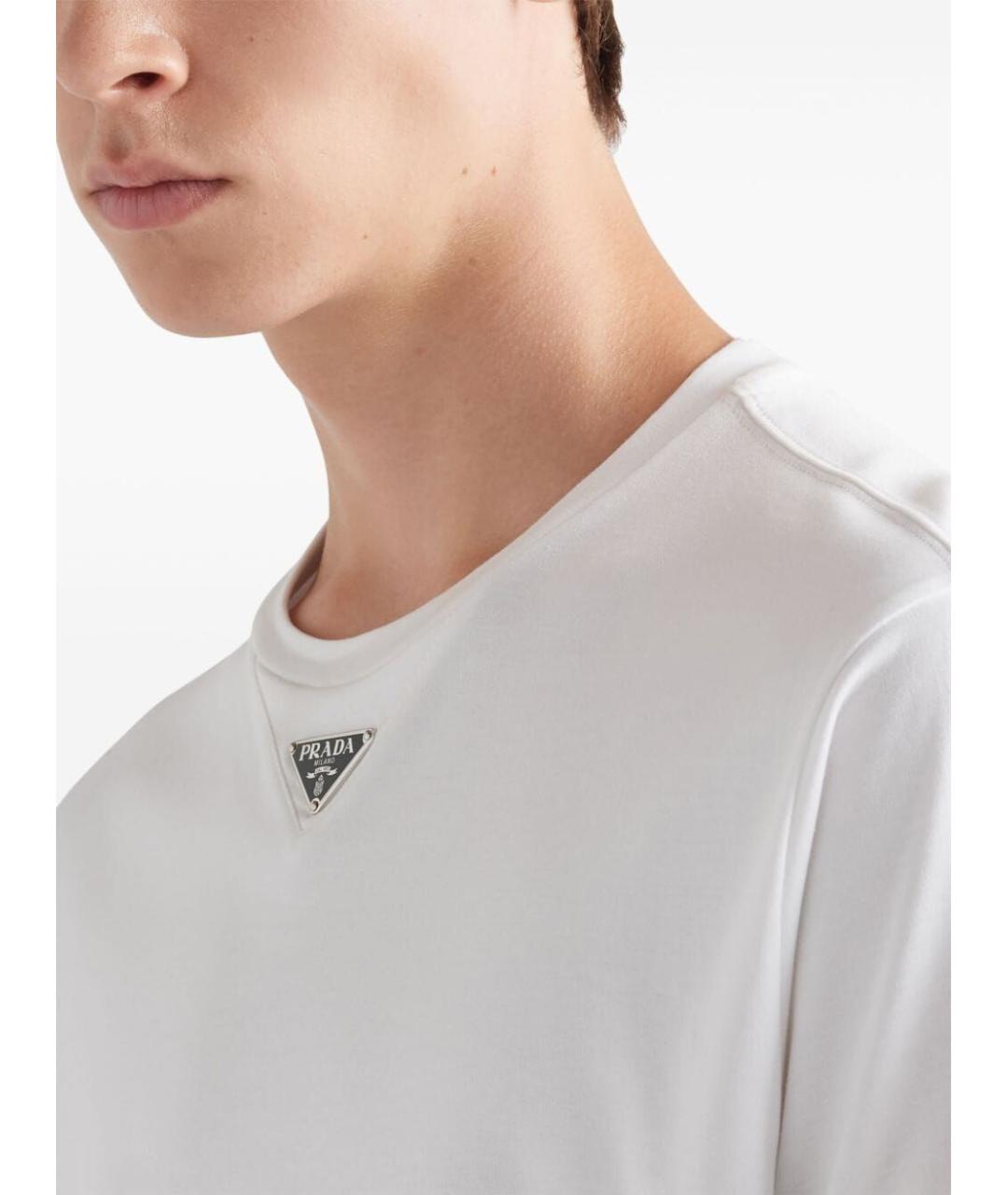 PRADA Белая хлопковая футболка, фото 5