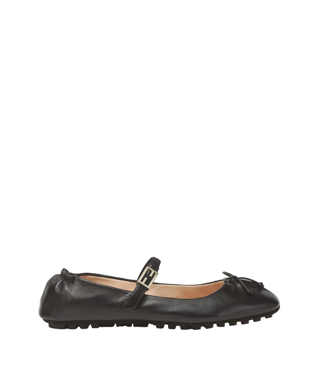 FENDI Черные кожаные балетки, фото 1