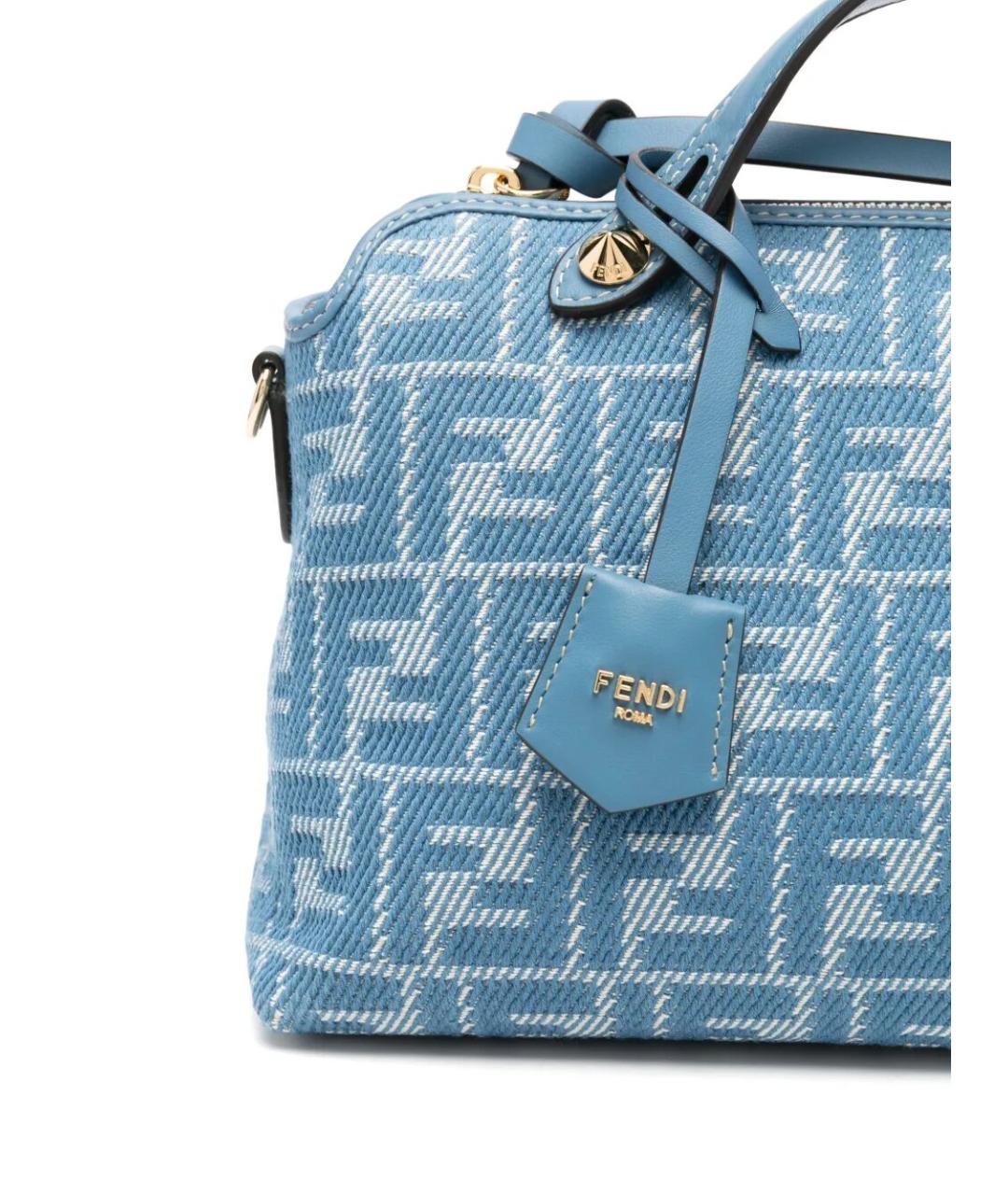 FENDI Голубая деним сумка тоут, фото 4