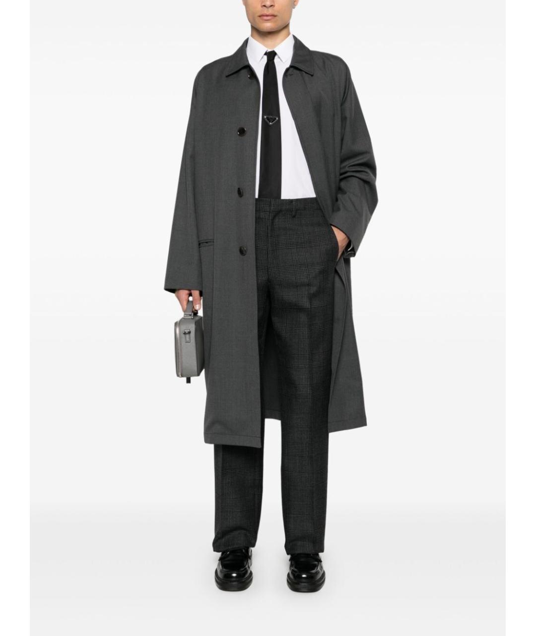 PRADA Антрацитовые шерстяные повседневные брюки, фото 3