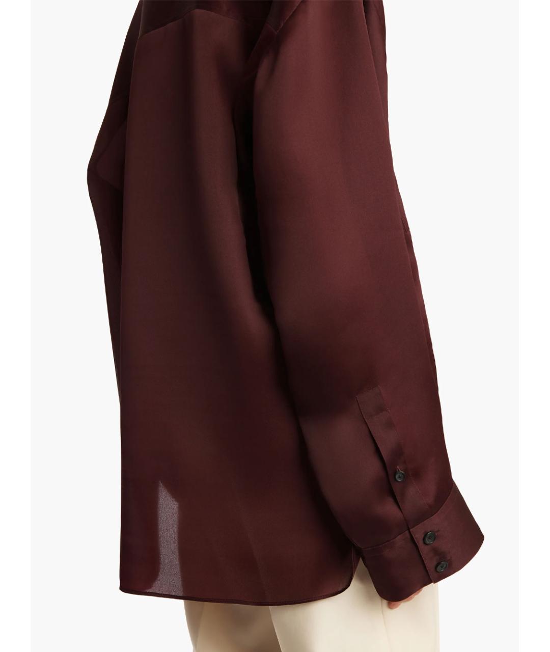 KHAITE Бордовая шелковая рубашка, фото 3