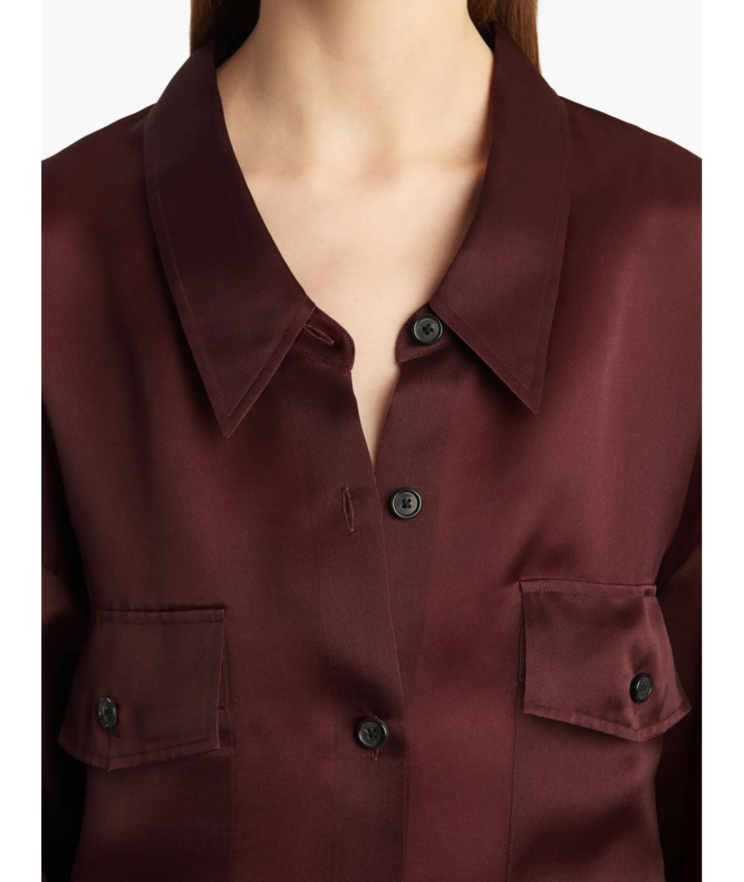 KHAITE Бордовая шелковая рубашка, фото 6