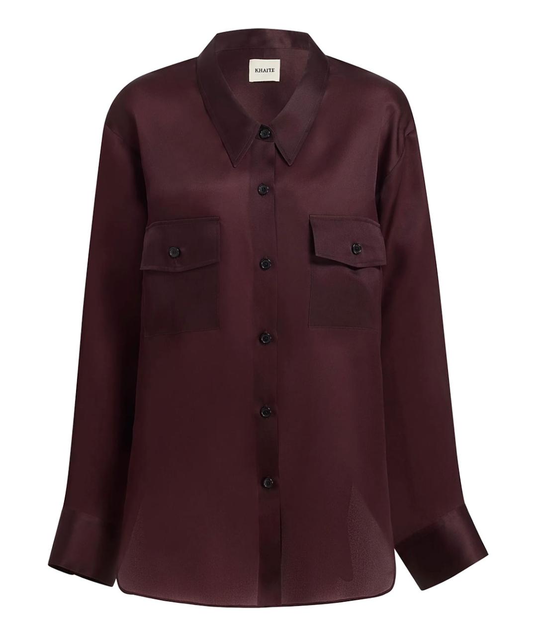 KHAITE Бордовая шелковая рубашка, фото 1