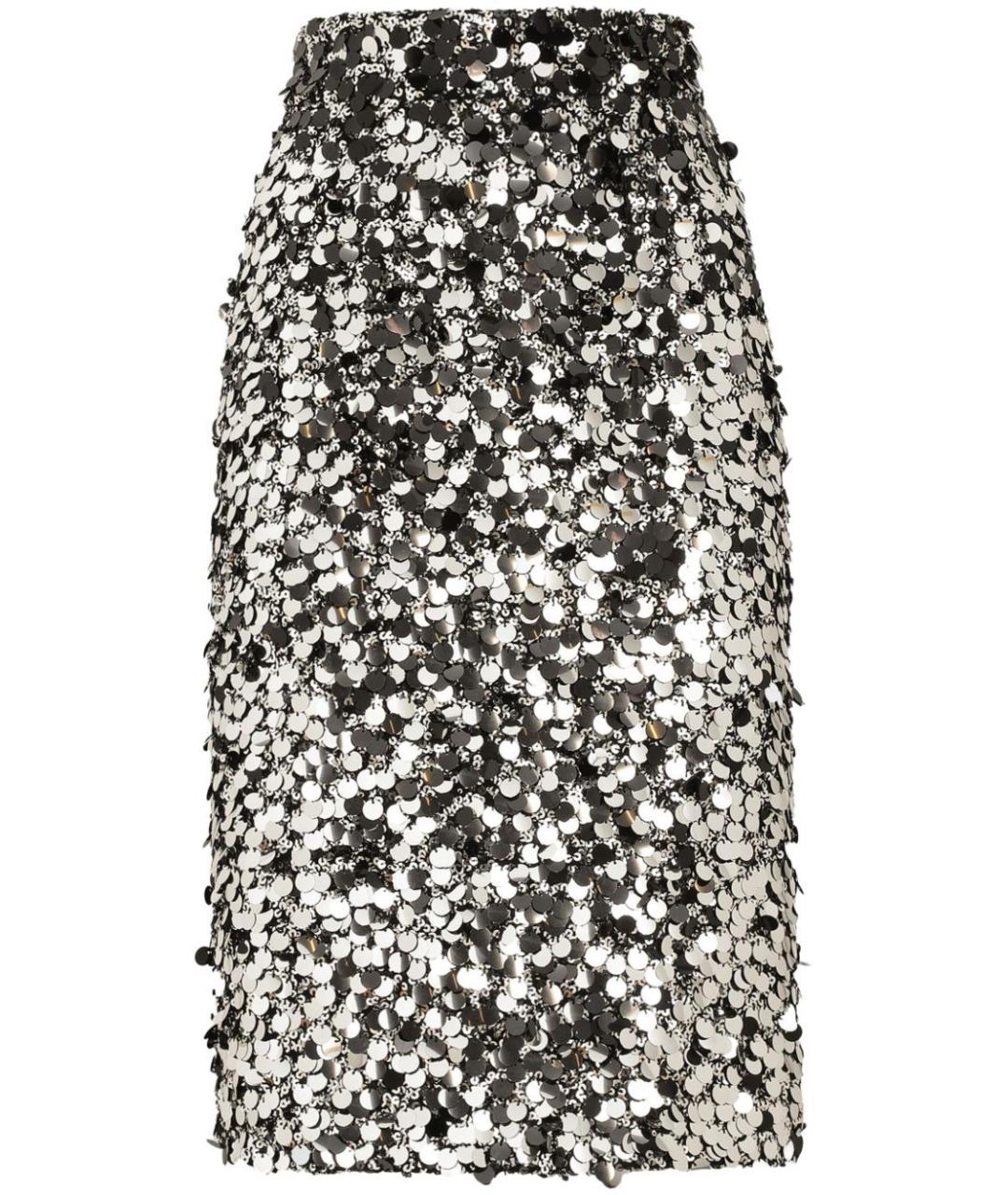 DOLCE&GABBANA Серебряная юбка миди, фото 1