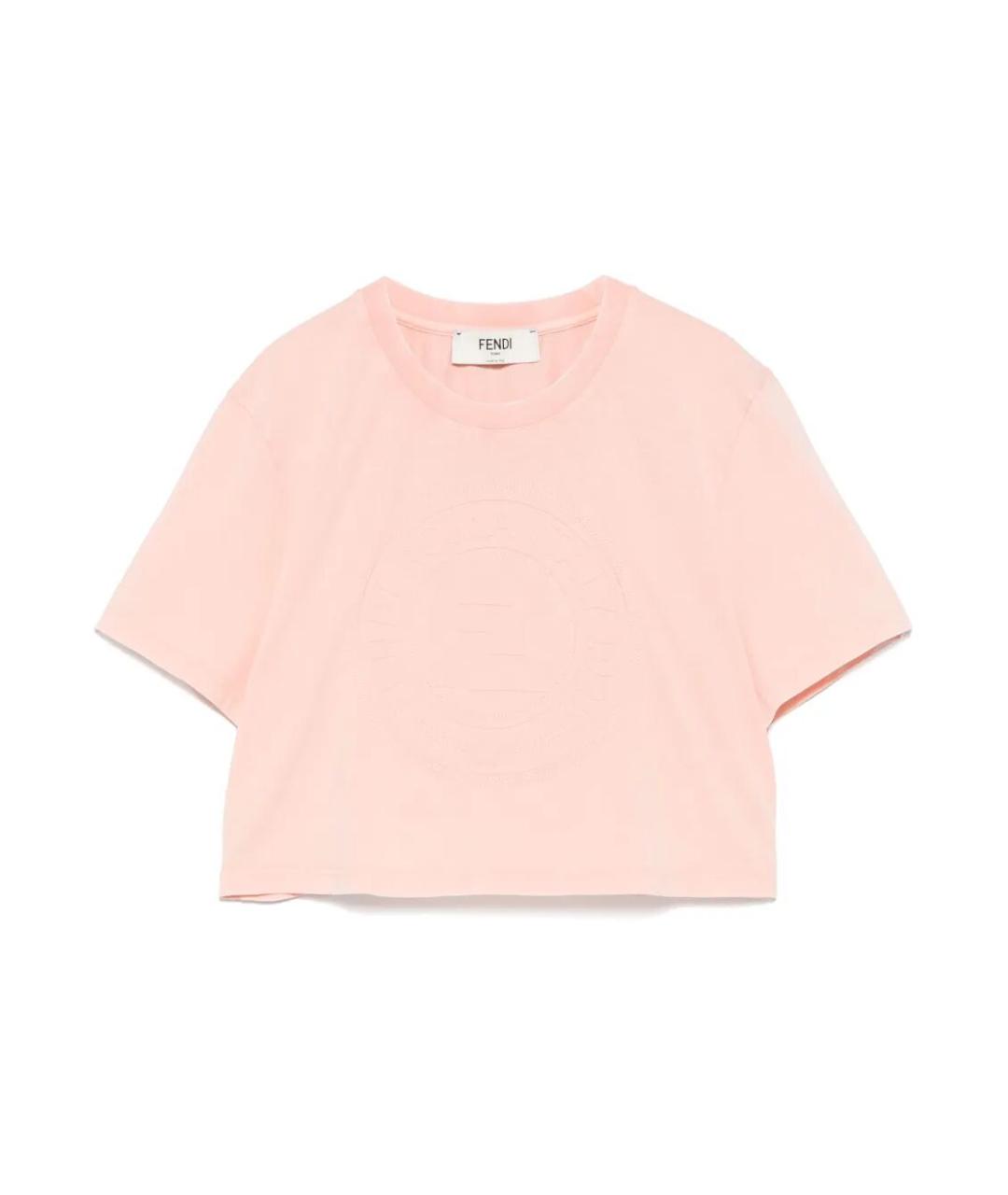 FENDI Розовая хлопковая футболка, фото 1