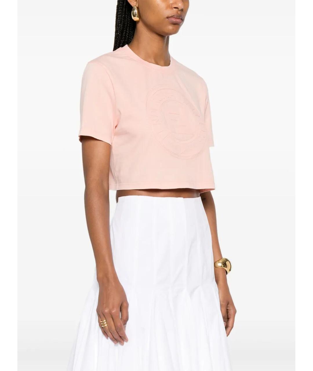 FENDI Розовая хлопковая футболка, фото 2