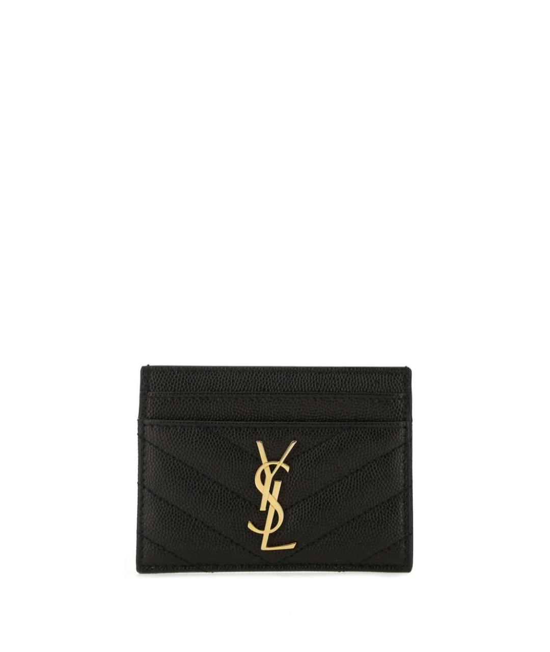 SAINT LAURENT Черный кожаный кардхолдер, фото 1