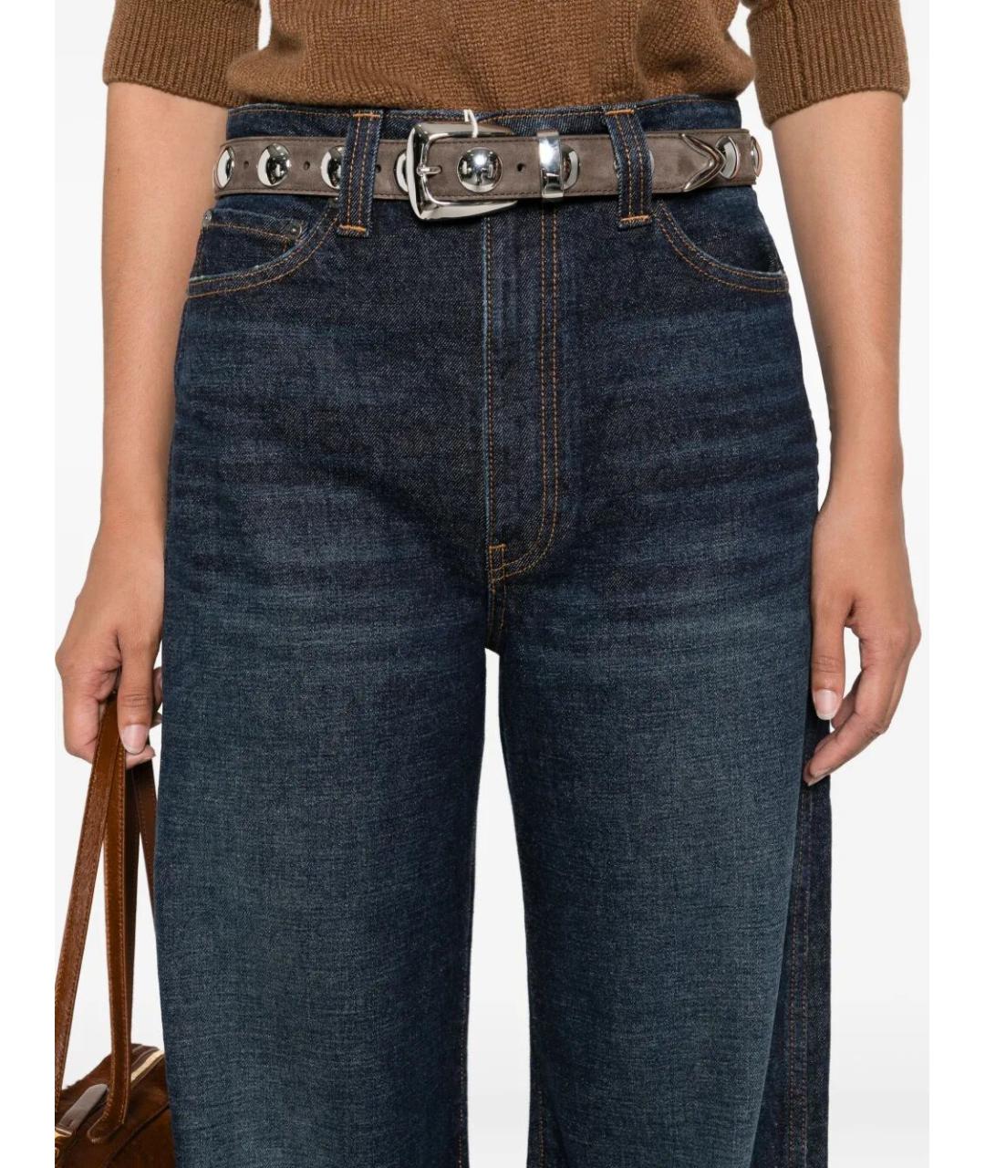 KHAITE Синие хлопко-эластановые прямые джинсы, фото 5