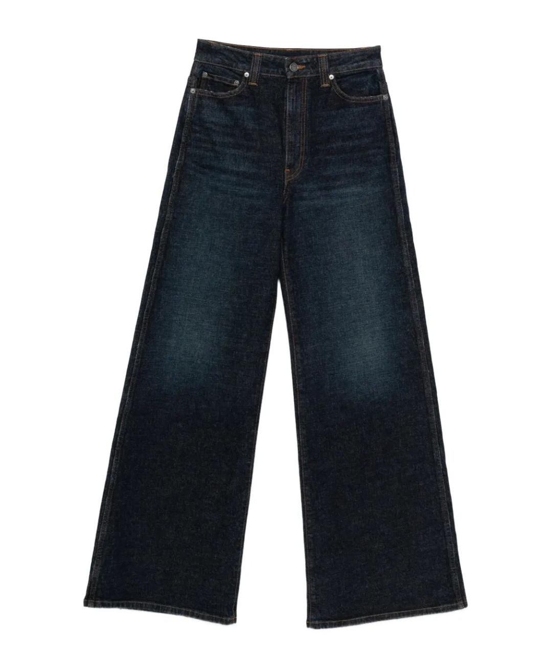 KHAITE Синие хлопко-эластановые прямые джинсы, фото 1