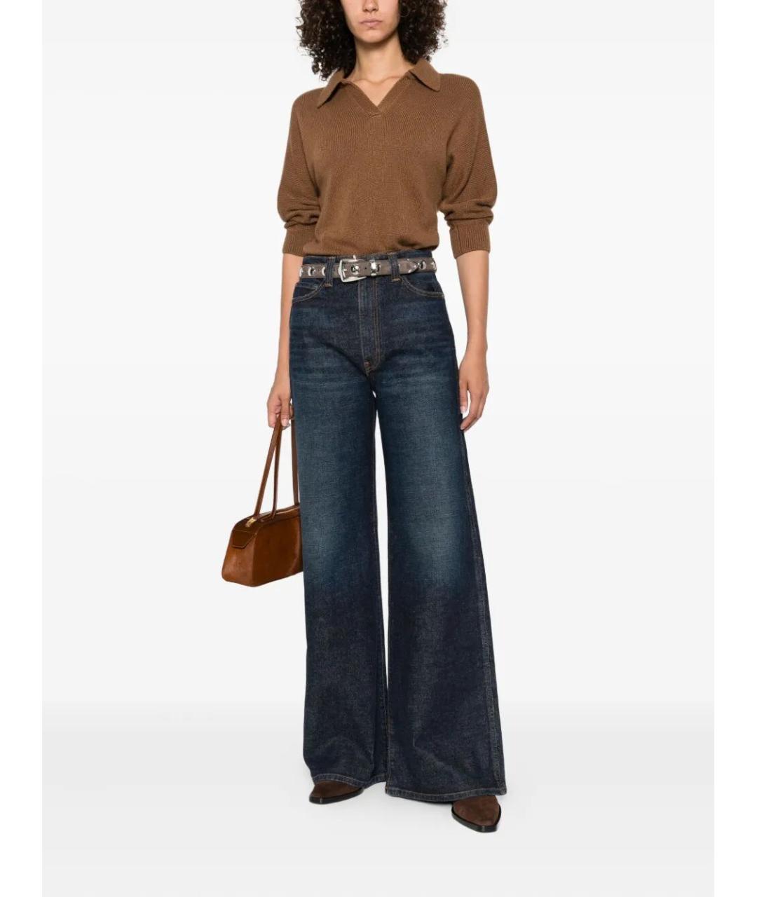 KHAITE Синие хлопко-эластановые прямые джинсы, фото 2