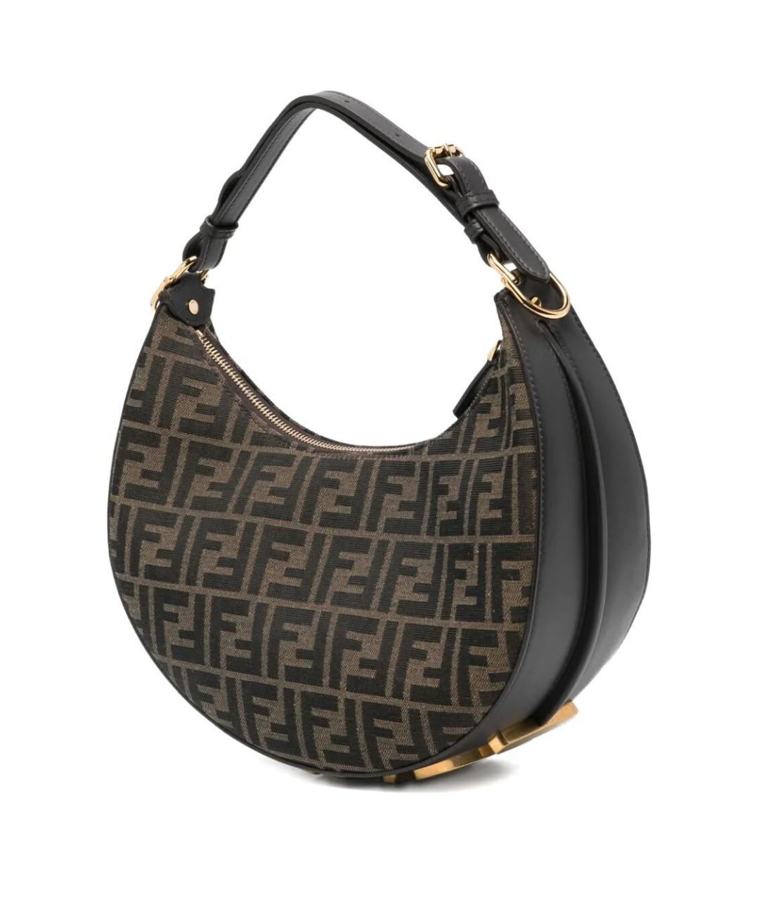 FENDI Коричневая жаккардовая сумка через плечо, фото 3