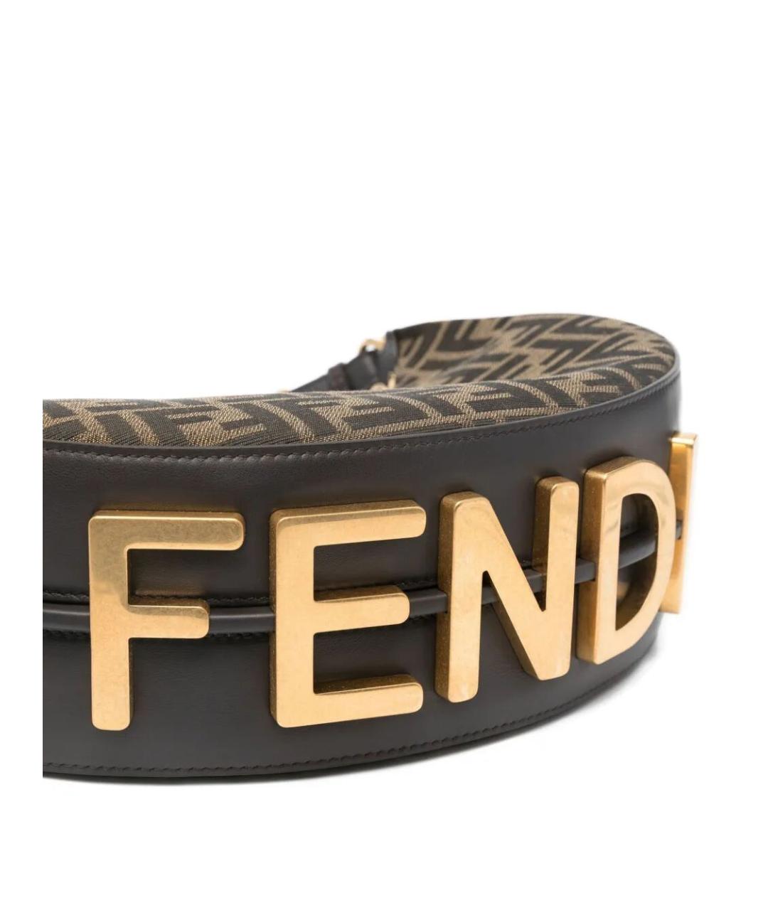 FENDI Коричневая жаккардовая сумка через плечо, фото 5