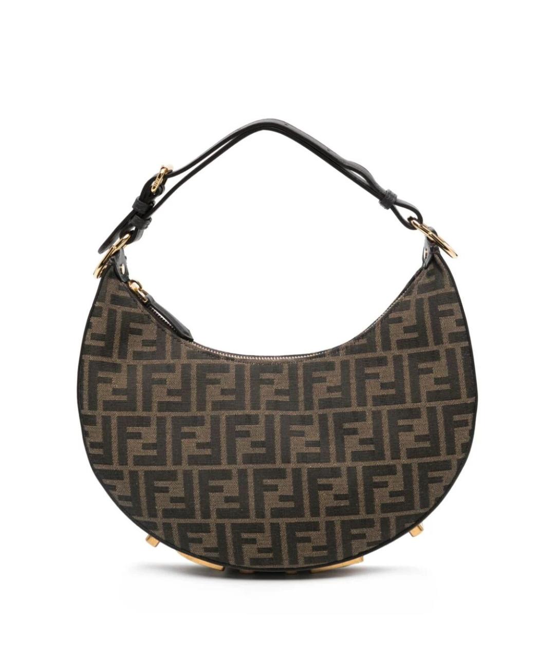 FENDI Коричневая жаккардовая сумка через плечо, фото 1