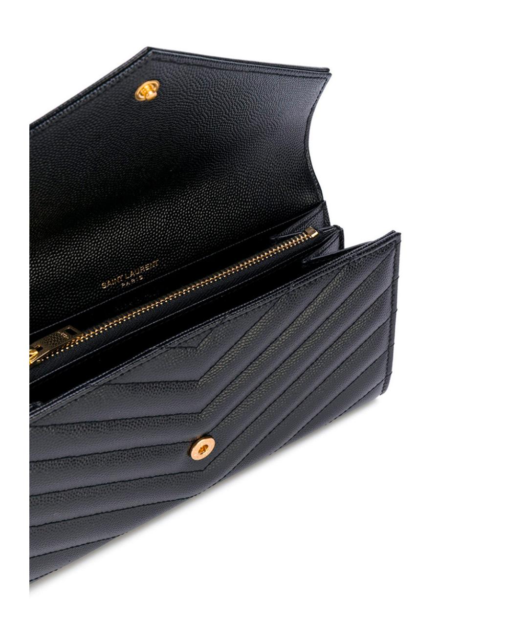 SAINT LAURENT Черный кожаный кошелек, фото 3