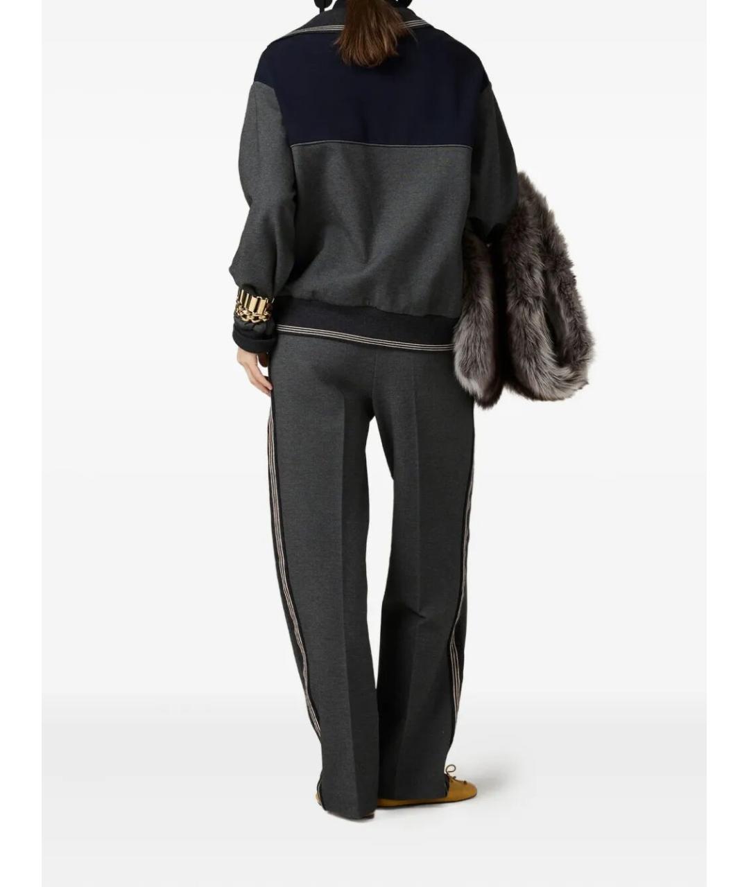 MIU MIU Антрацитовые вискозные прямые брюки, фото 3