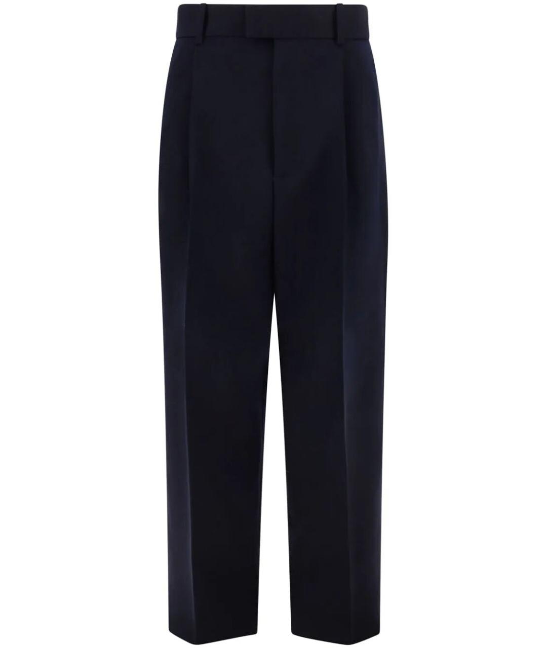 BOTTEGA VENETA Темно-синие шерстяные прямые брюки, фото 1
