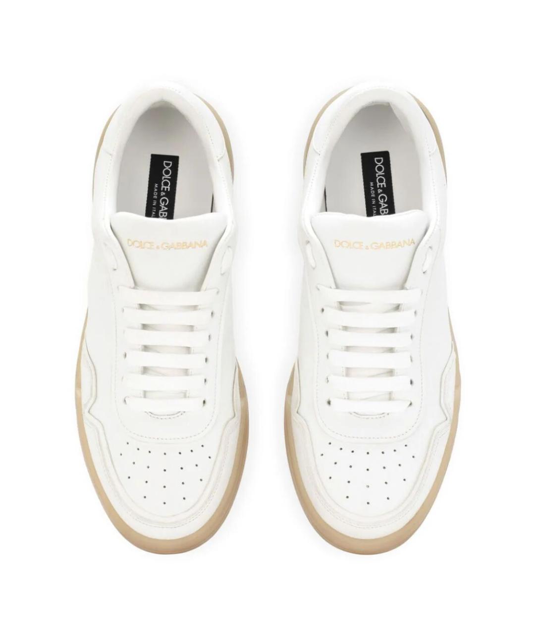 DOLCE&GABBANA Белые кожаные низкие кроссовки / кеды, фото 4