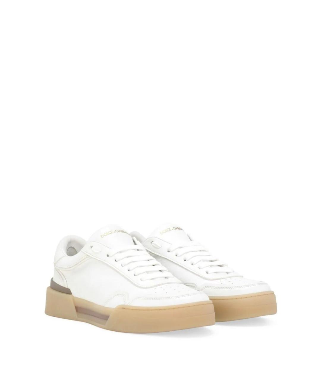 DOLCE&GABBANA Белые кожаные низкие кроссовки / кеды, фото 3
