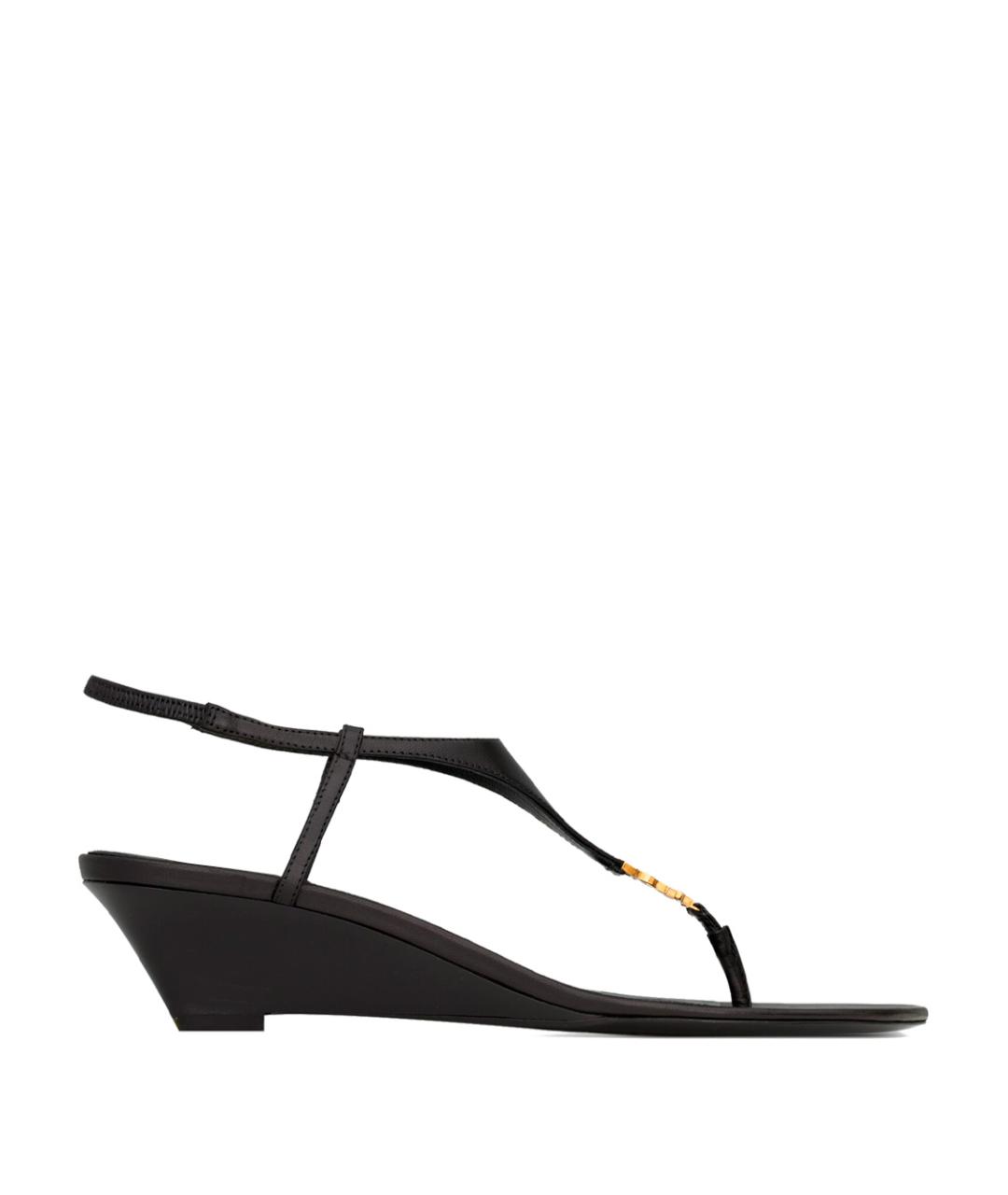 SAINT LAURENT Черные кожаные босоножки, фото 1