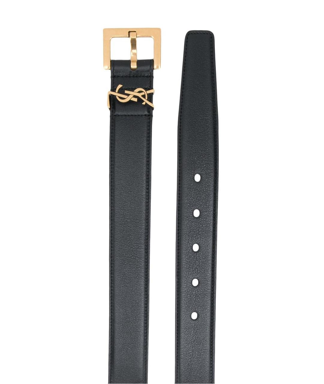 SAINT LAURENT Черный кожаный ремень, фото 2