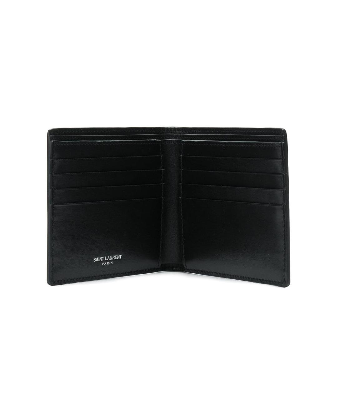 SAINT LAURENT Черный кожаный кошелек, фото 3