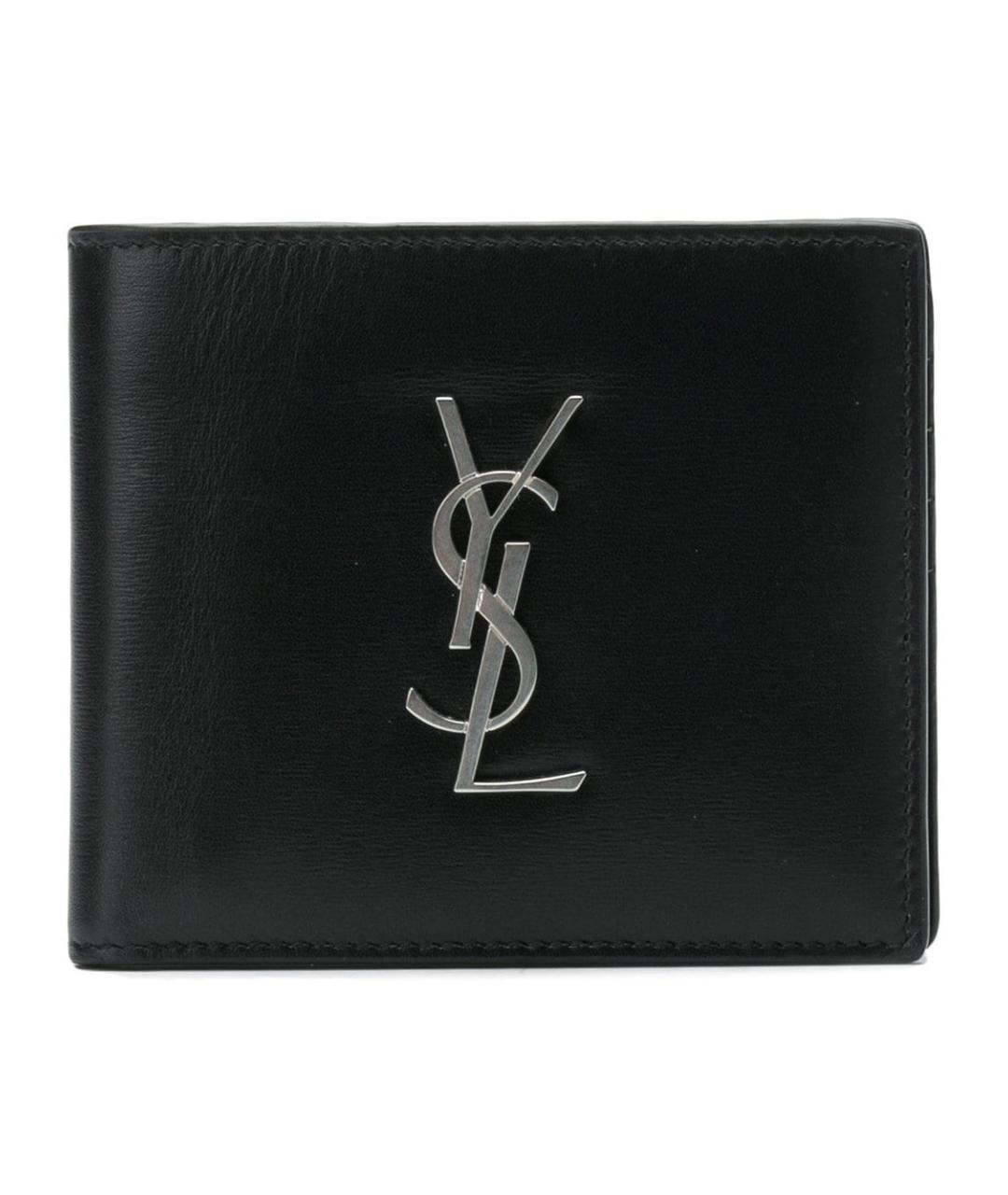 SAINT LAURENT Черный кожаный кошелек, фото 1