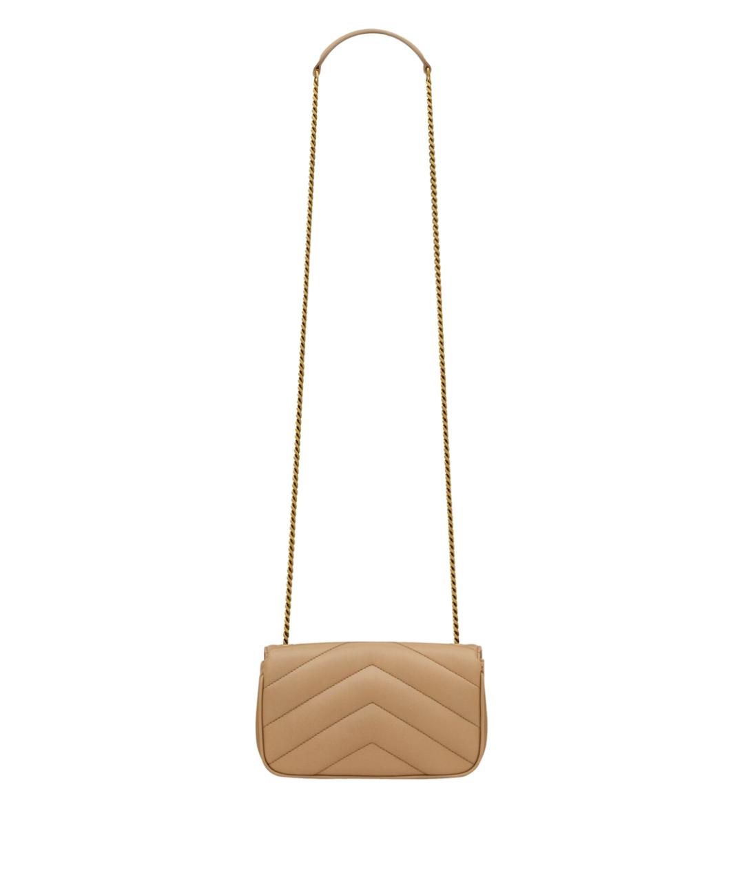 SAINT LAURENT Бежевая кожаная сумка через плечо, фото 2