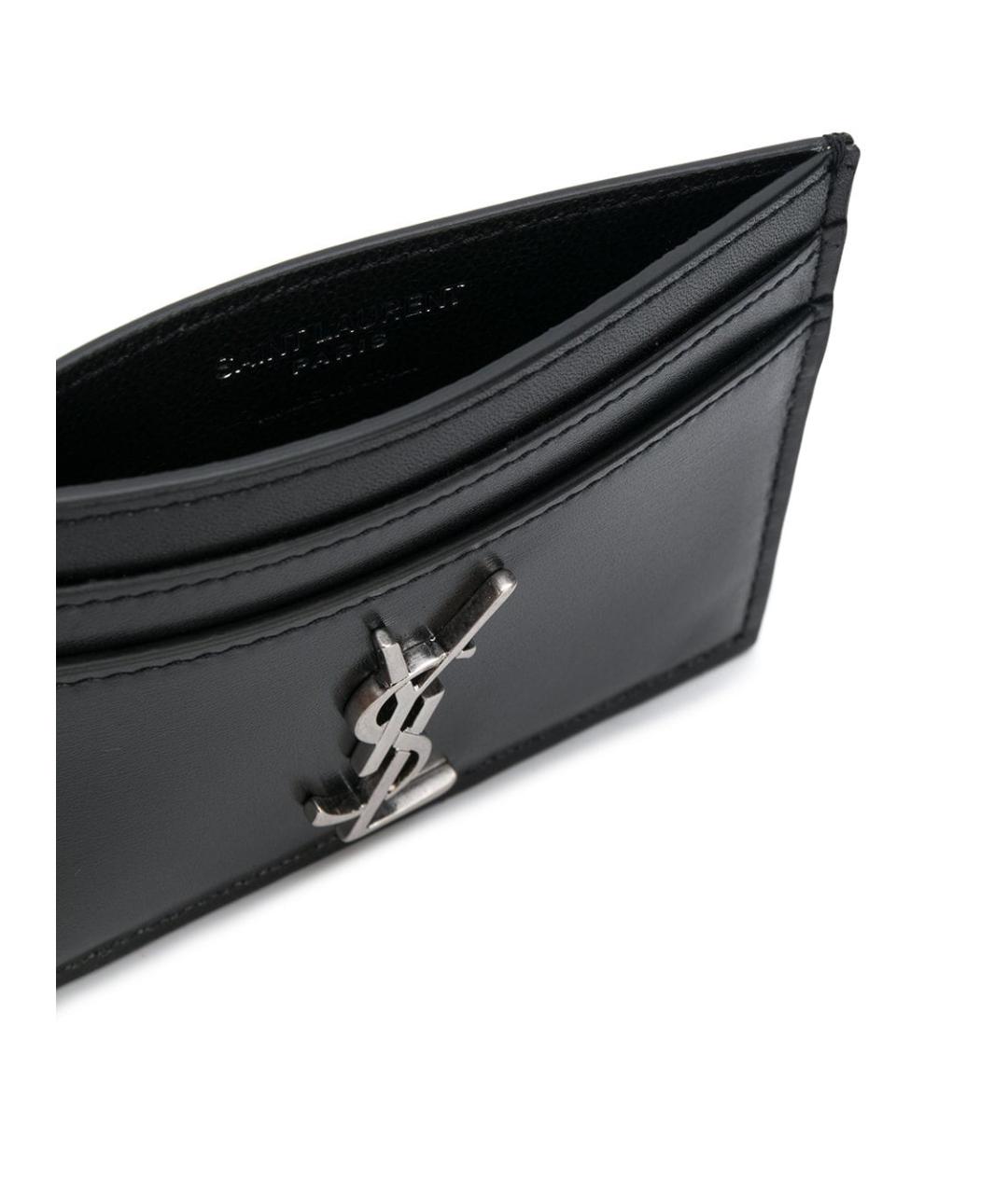 SAINT LAURENT Черный кожаный кардхолдер, фото 3