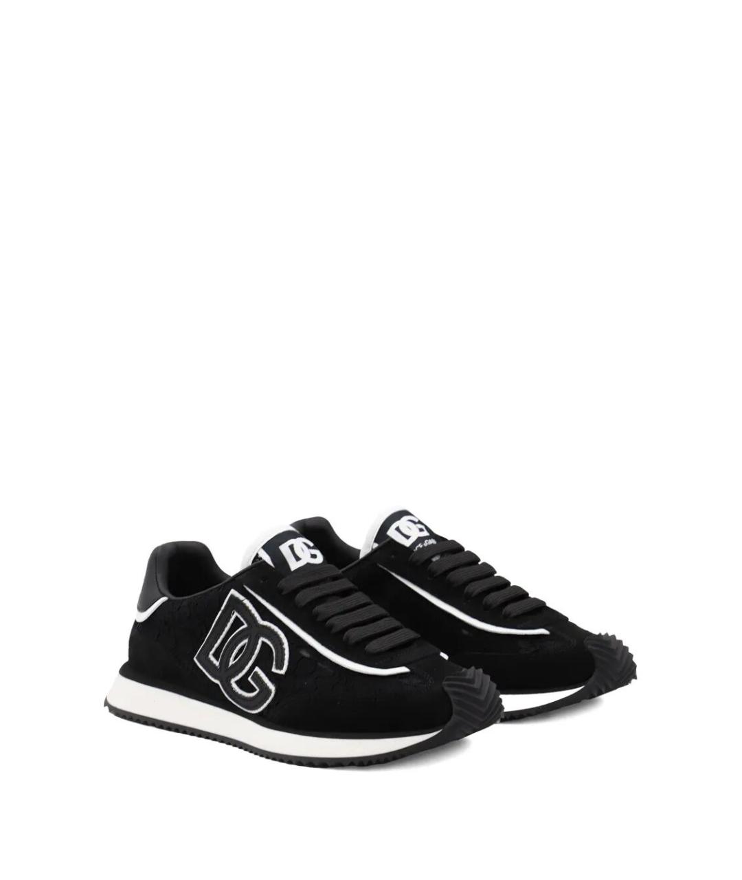 DOLCE&GABBANA Черные кожаные кроссовки, фото 2
