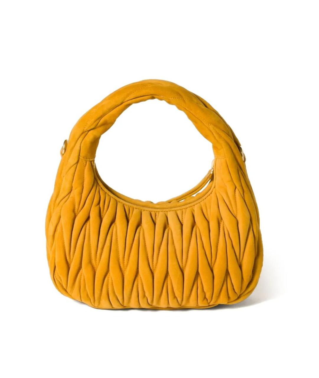 MIU MIU Желтая замшевая сумка через плечо, фото 3