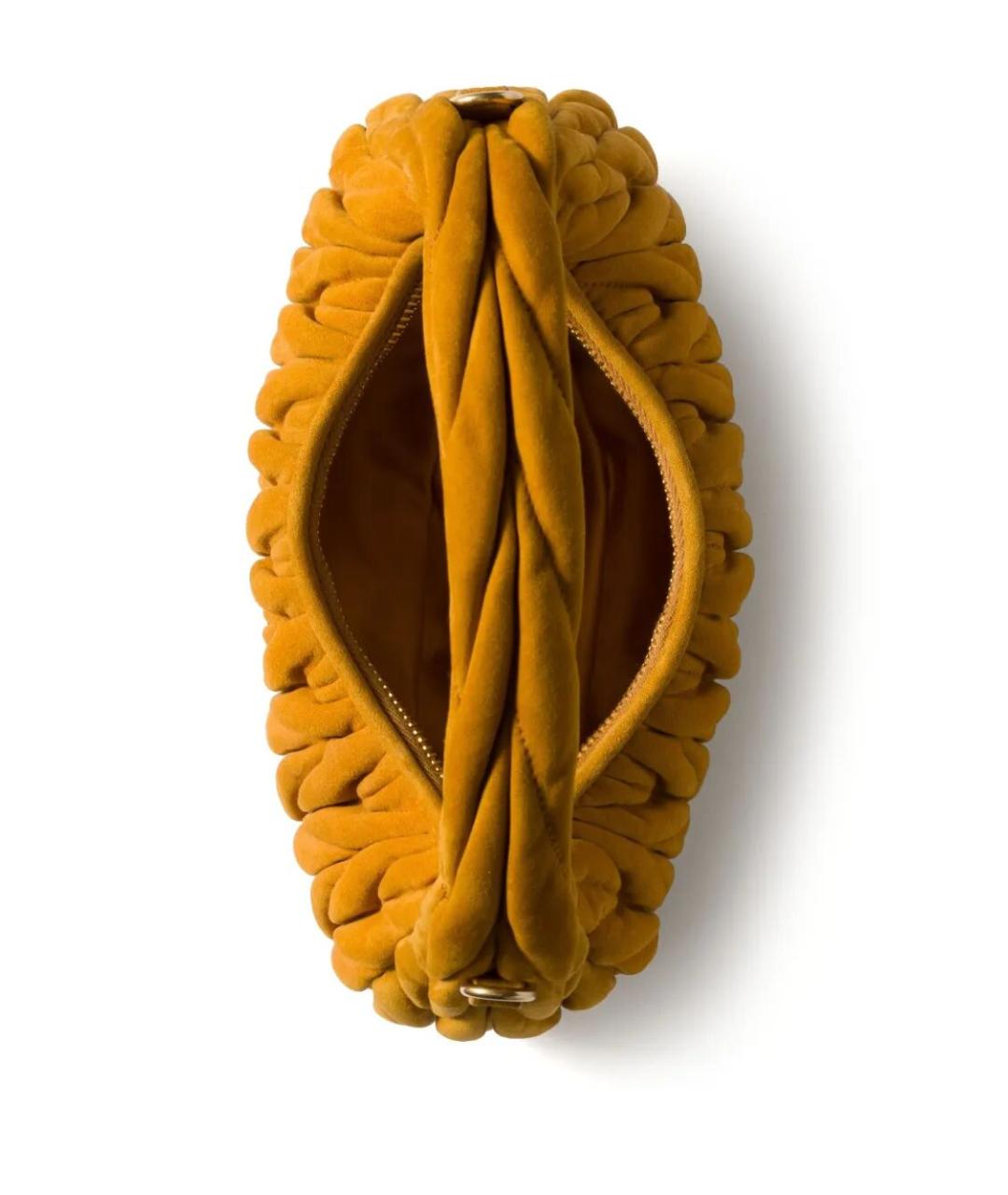 MIU MIU Желтая замшевая сумка через плечо, фото 4