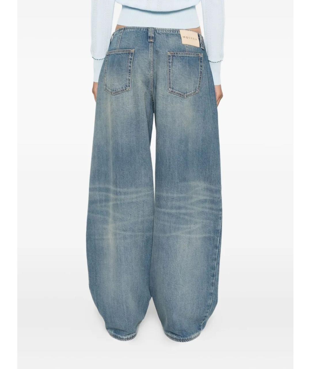 ALEXANDER MCQUEEN Голубые хлопковые прямые джинсы, фото 4