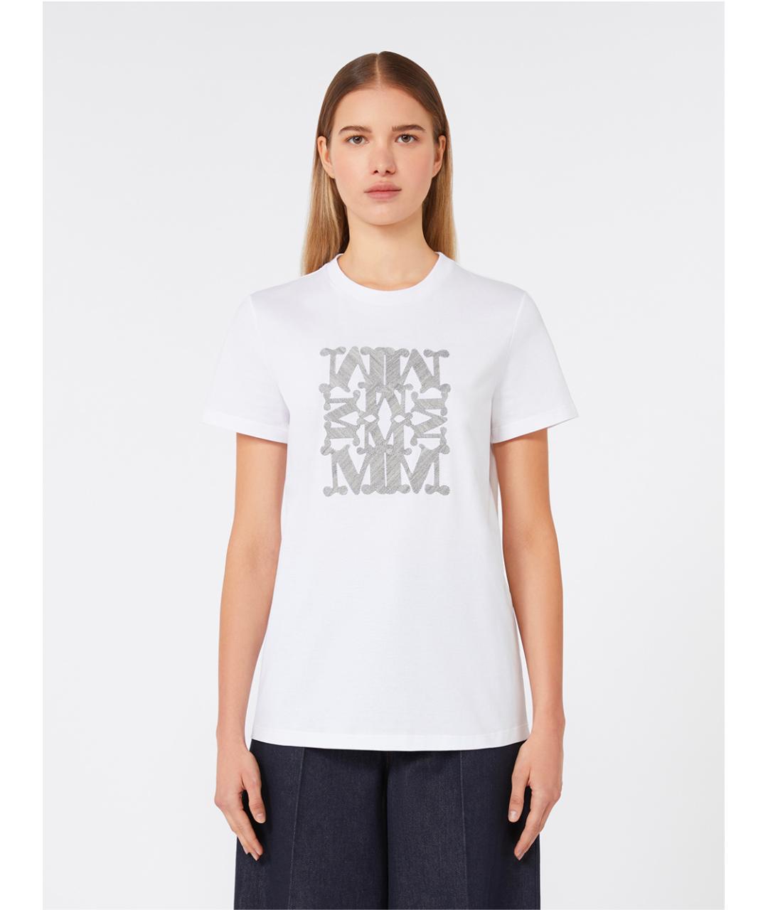 MAX MARA Белая хлопковая футболка, фото 2