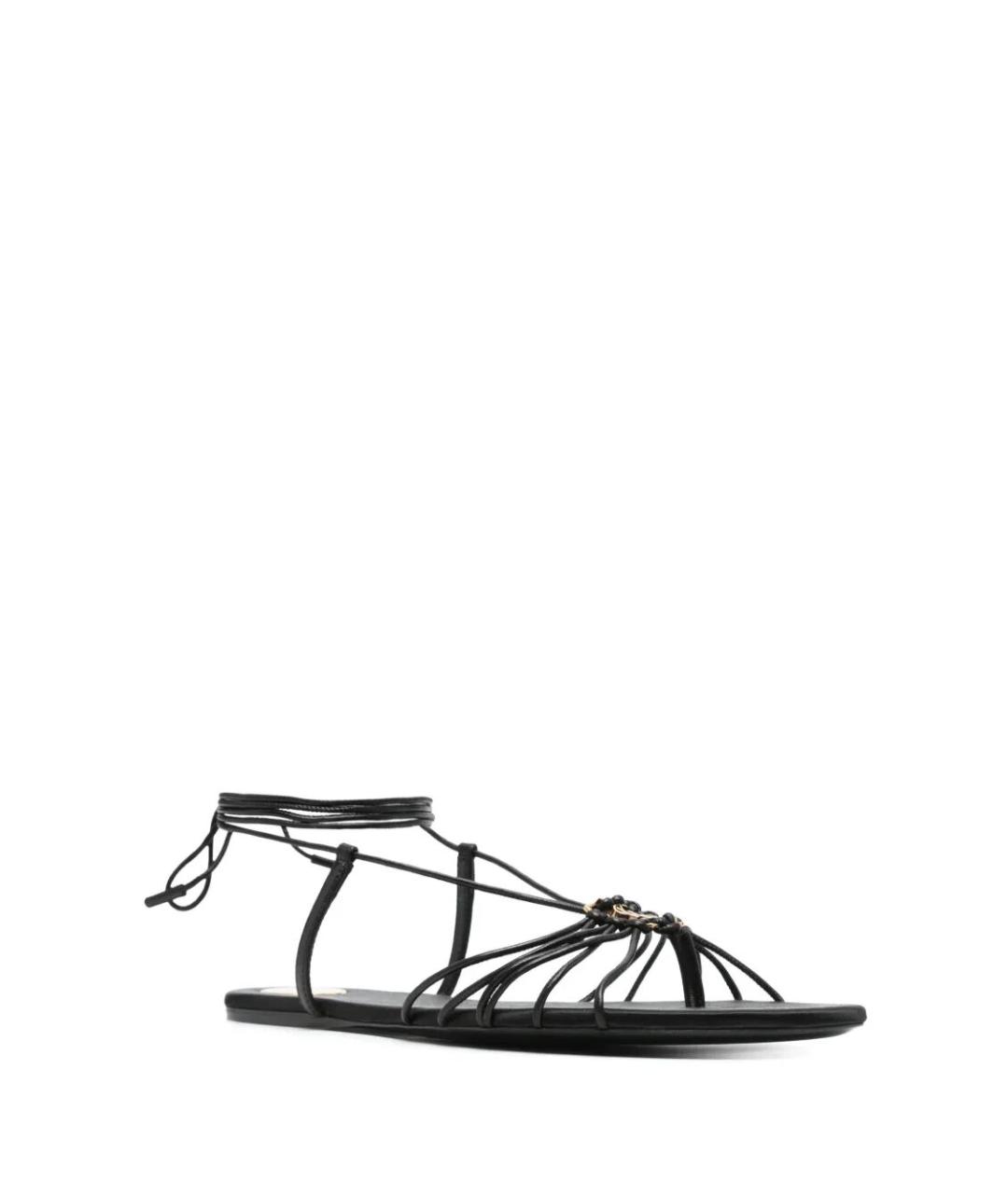 SAINT LAURENT Черные кожаные сандалии, фото 2